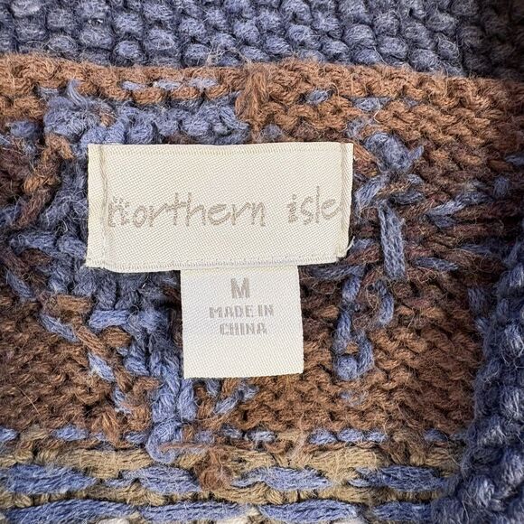 Northern Isle Woman's Heavy Knit Ramie/Cotton Button Up Cabin Cardigan Sweater M - Picture 3 of 5